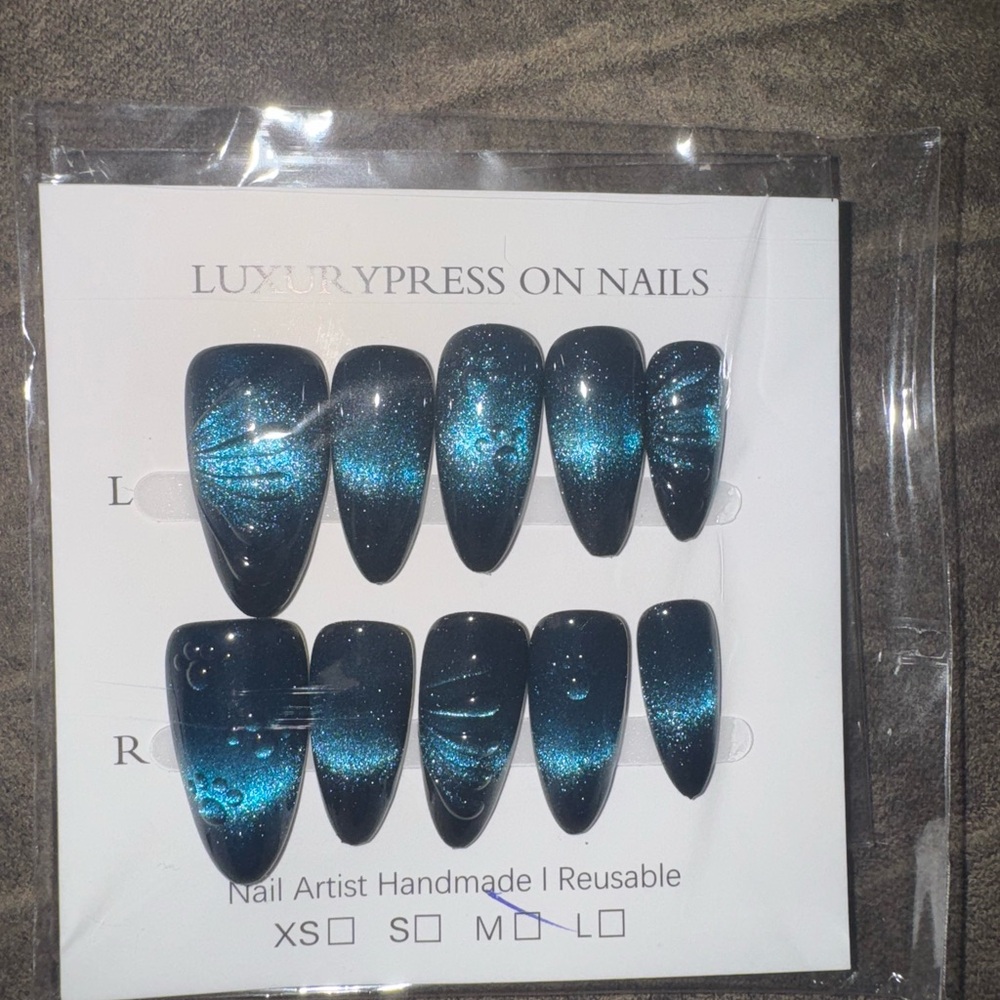 Blue Glitter Press-On Nails
